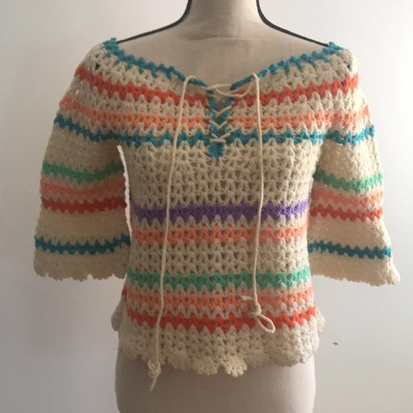 Vintage handmade crochet sweater size small - Picture 3 of 6